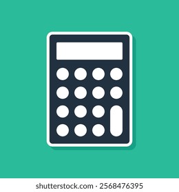 Blue Calculator icon isolated on green background. Accounting symbol. Business calculations mathematics education and finance.  Vector