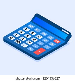 Blue calculator icon. Isometric of blue calculator vector icon for web design isolated