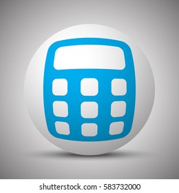 Blue Calculator icon on white sphere