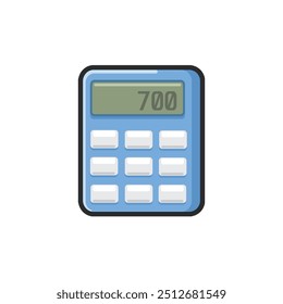 Calculadora azul en diseño de Vector plano.