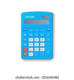 blue calculator for school or office. Isolated vector illustration in flat lay style. The symbol of mathematics, accounting, calculating the cost of goods in a business theme. website icon