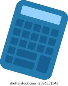 Blue calculator showing blank screen displaying calculating operation is an illustration representing accounting, finance, mathematics, economy, business, and office work