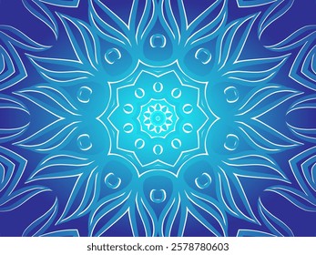 Blue caleidoscope classic gradient flower art pattern of traditional tenun batik ethnic dayak ornament for wallpaper ads background sticker or clothing