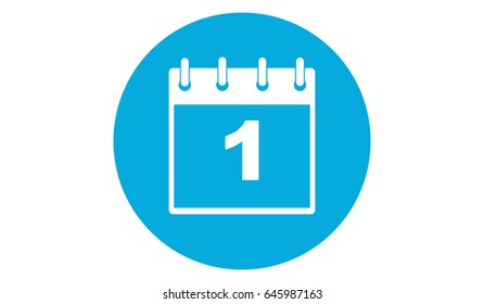 blue calendar 1 vector icon