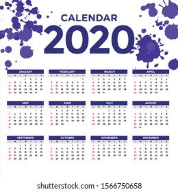 BLUE CALENDAR 2020 SIMPLE DESIGN