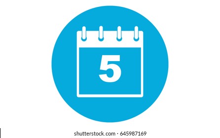 blue calendar 5 vector icon