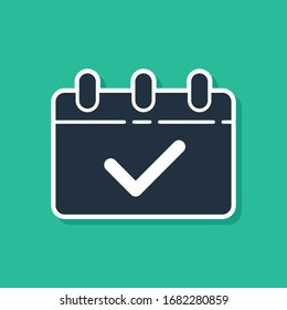 Blue Calendar with 8 March icon isolated on green background. International Happy Women Day.  Vector Illustration