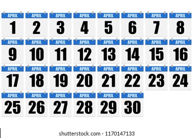 Blue calendar for April.