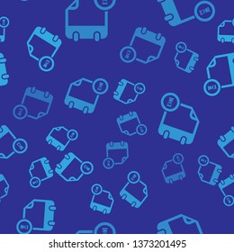 Blue Calendar and clock icon isolated seamless pattern on blue background. Schedule, appointment, organizer, timesheet, time management, important date. Vector Illustration