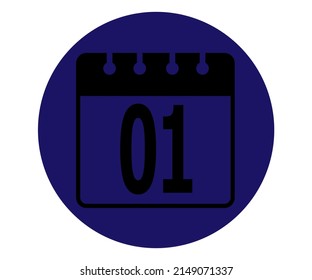 Blue calendar day 1 vector icon