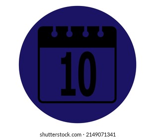 Icono del vector del día 10 del calendario azul