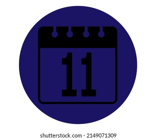 Blue calendar day 11 vector icon