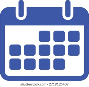 Cuadrícula de calendario azul con cuadrados redondeados
