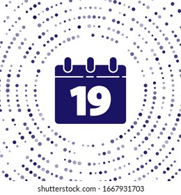 Blue Calendar with Happy Easter icon isolated on white background. Spring Christian Holiday symbol. Abstract circle random dots. Vector Illustration
