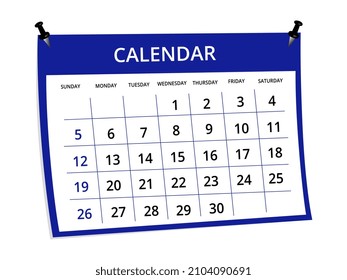 Diseño de iconos de calendario azul. aislado de fondo blanco.