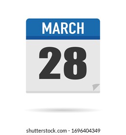 Blue Calendar icon flat style. Date, day, month. Vector illustration background for reminder, app, UI, event, holiday, office document and logo. isolated object and symbol. from year collection