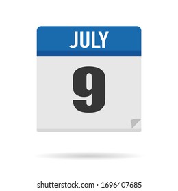 Blue Calendar icon flat style. Date, day, month. Vector illustration background for reminder, app, UI, event, holiday, office document and logo. isolated object and symbol. from year collection