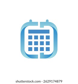 Blue calendar icon with gradient border and cd letters