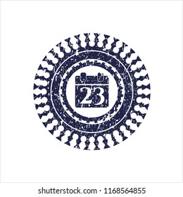 Blue calendar icon inside grunge seal