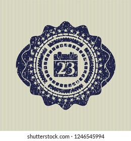 Blue calendar icon inside rubber seal
