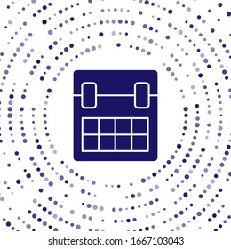 Blue Calendar icon isolated on white background. Event reminder symbol. Abstract circle random dots. Vector Illustration