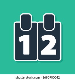 Blue Calendar icon isolated on green background. Event reminder symbol.  Vector Illustration
