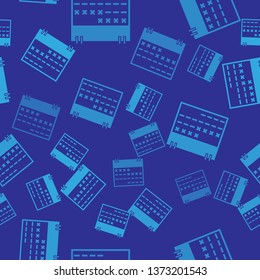 Blue Calendar icon isolated seamless pattern on blue background. Vector Illustration