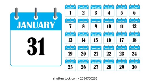 Blue calendar january icon. Winter time. Organizing concept. Simple design. Vector illustration. Stock image. 