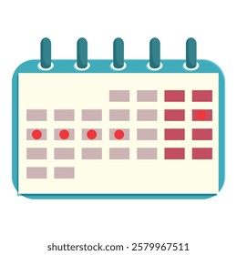 Blue calendar is open, showing important dates and appointments marked with red circles