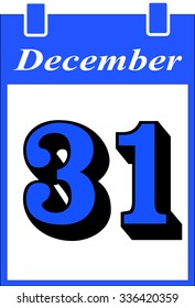 blue calendar thirty-first of December, vector