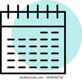 Blue calender, illustration, vector on white background.