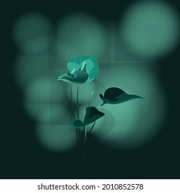 Blue Calla Lily Flower Illustration, On Blur Background