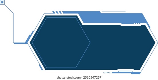 Blue callout frame template. Hud text box isolated on white background