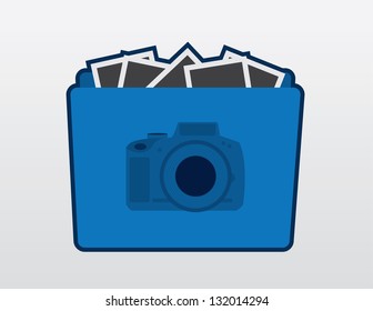 Blue camera folder icon with photos