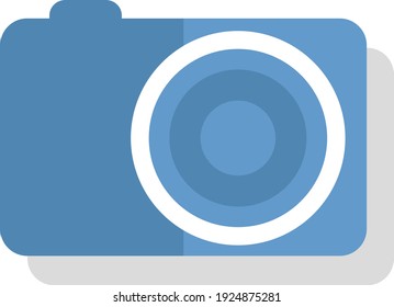 Blaue Kamera, Illustration, Vektorgrafik auf weißem Hintergrund.