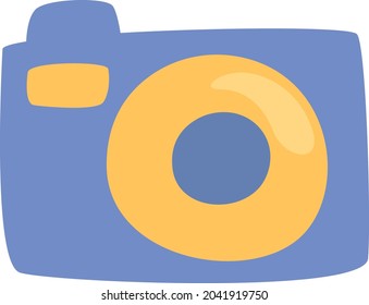 Blaue Kamera, Illustration, Vektorgrafik, auf weißem Hintergrund.