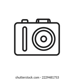 Blue Camera Outline Icon Vector Illustration