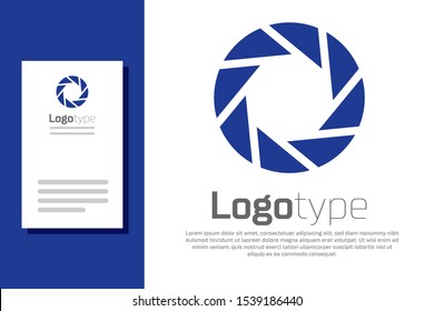 Blue Camera shutter icon isolated on white background. Logo design template element. Vector Illustration