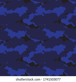 Camuflaje azul fondo de patrón abstracto sin soldadura adecuado para textiles de moda, gráficos