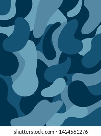 Blue camouflage background. Abstract camouflage background. Vector illustration.