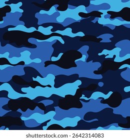blue camouflage background, modern vector pattern