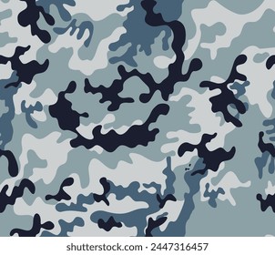 
blue camouflage background vector illustration, seamless pattern for textiles