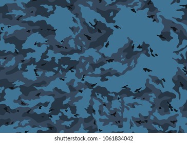 Blue camouflage pattern. Vector background