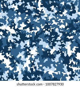 blue camouflage seamless pattern