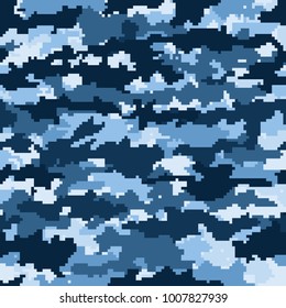 blue camouflage seamless pattern