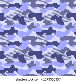 Blue camouflage seamless pattern.