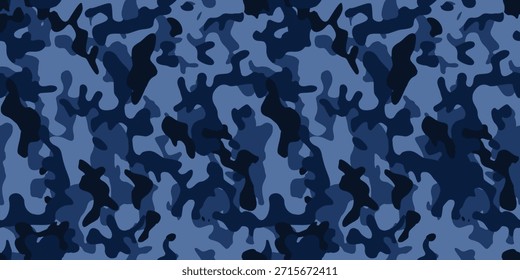 Blue Camouflage Seamless Pattern Modern Military Style for Fashion Fabric and Print Design