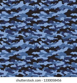 
blue camouflage seamless pattern. vecto