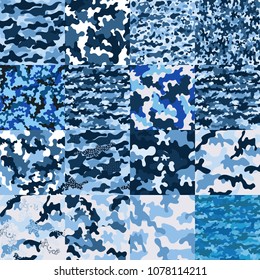 Blue Camouflage Set, Vector