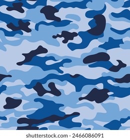 blue camouflage texture, vector wallpaper, fashionable seamless background